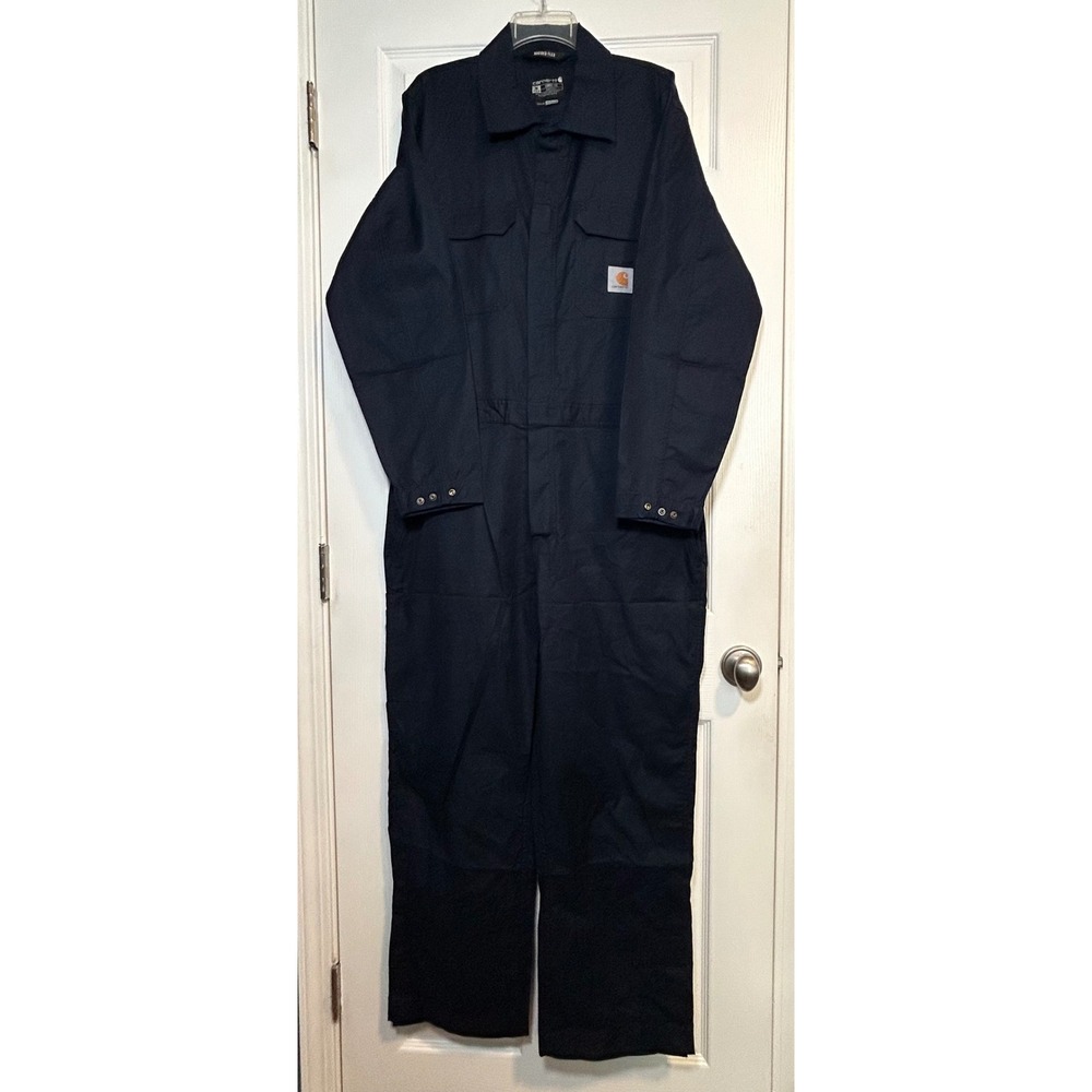 Carhartt Rugged Flex Canvas Coverall Mens M Regular Navy Loose Fit NWT Workwear